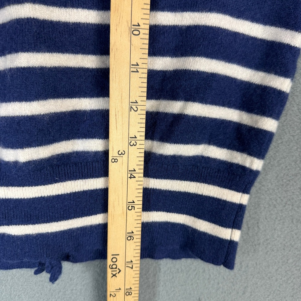J.Crew Cashmere Cropped Lady Cardigan Navy White Striped Gold Buttons CB913 S - Picture 8 of 8